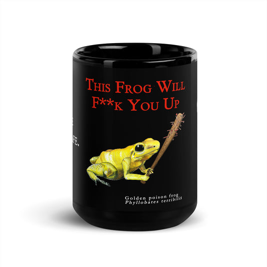 Black Glossy Mug - Killer Frog with Battle Instrument