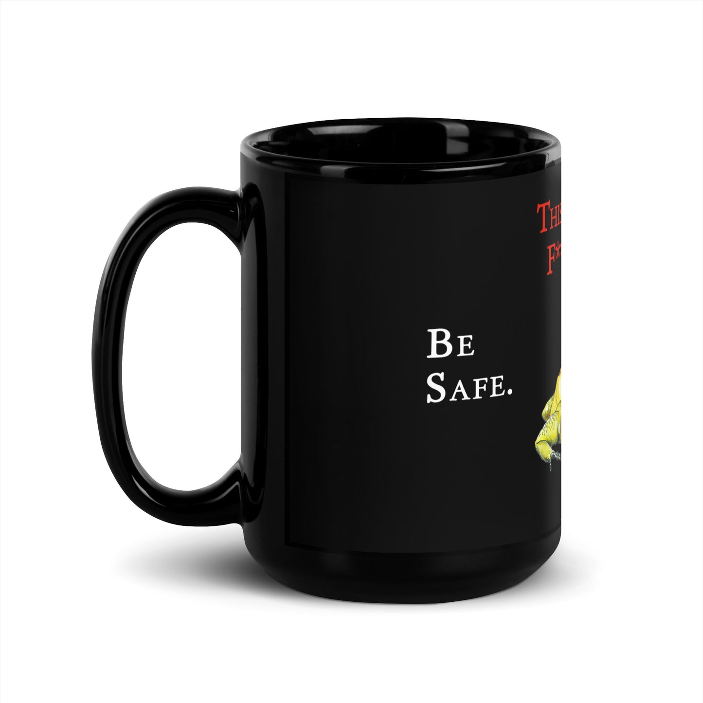 Black Glossy Mug - Killer Frog with Battle Instrument