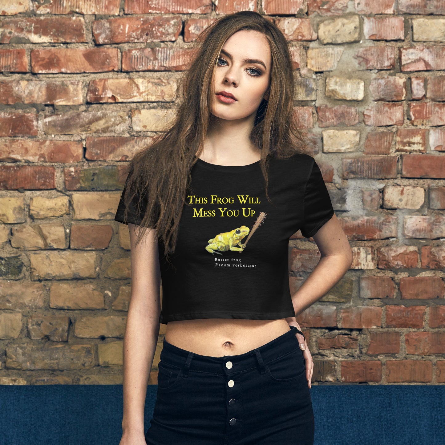 Women’s Crop Tee - Frog With Bat (Clean Version)